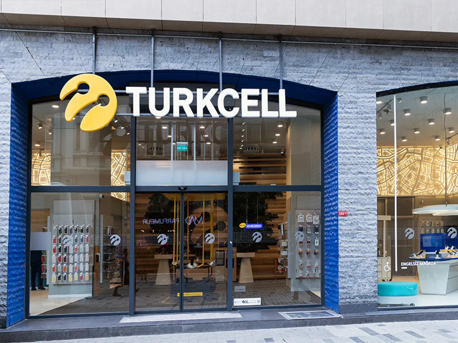 A Turkcell store front on a city street, one of 1,500 across the retail network