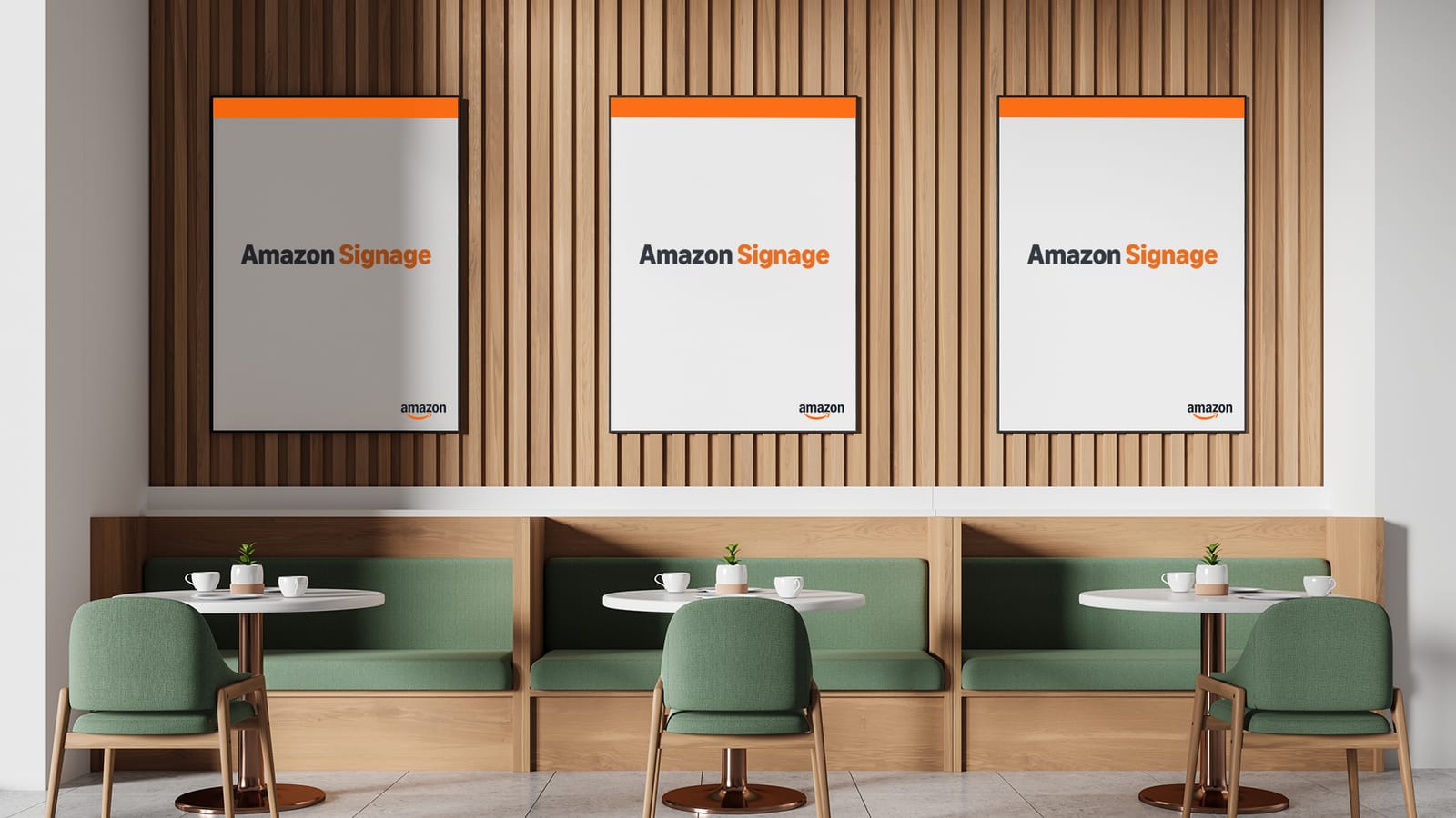 OmmaSign running across multiple displays, managed from the Amazon Signage app